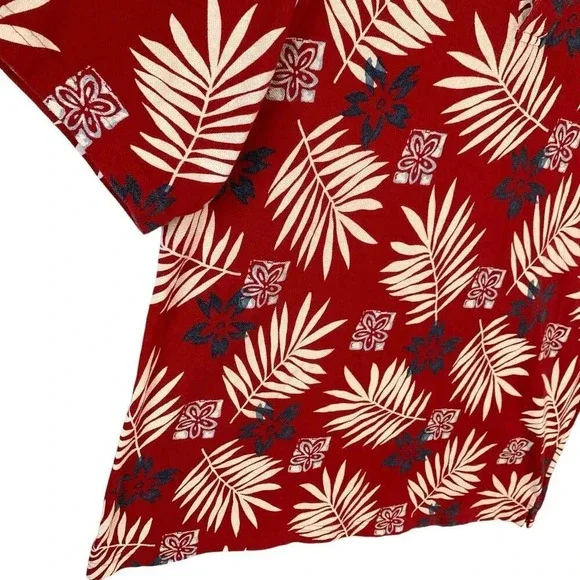 Ralph Lauren Chaps Vintage Hawaiian Short Sleeve Knit Polo Shirt XL Red Cotton - Picture 7 of 13